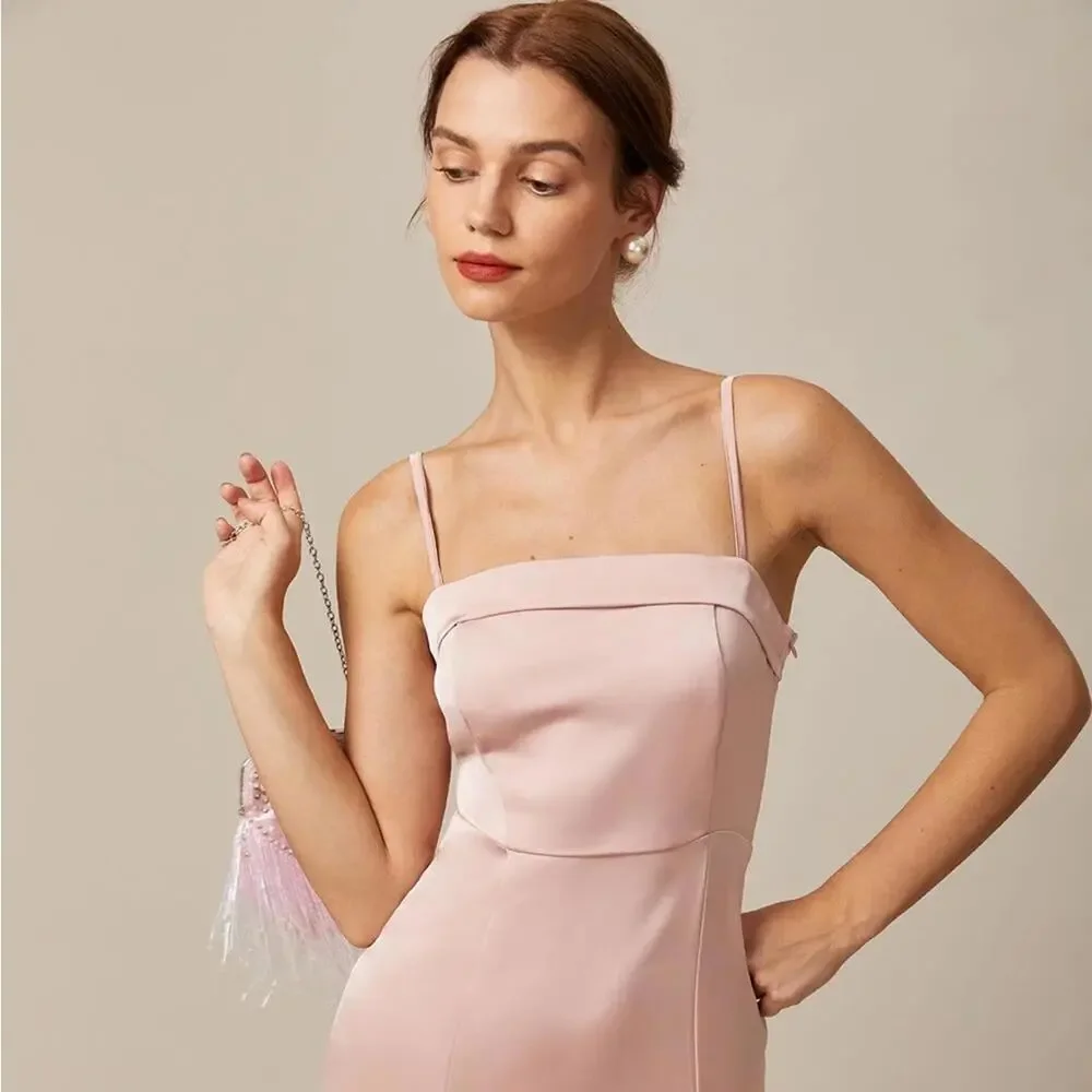 RIHOAS The Pink Bodycon Satin Cami Midi Dress XS